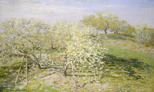 Fruit Trees in Bloom Poster Print - Claude Monet