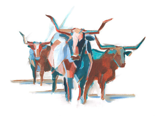 Modern Longhorns I Poster Print - Ethan Harper