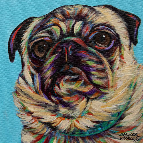 Blue Pug Poster Print - Carolee Vitaletti