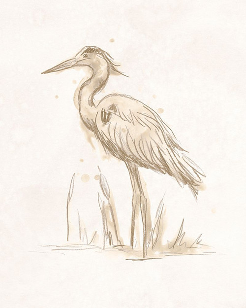 Sepia Heron I Poster Print - June Erica Vess