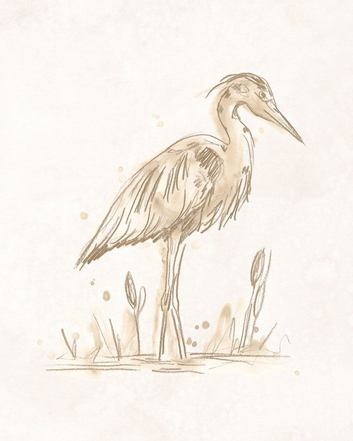 Sepia Heron II Poster Print - June Erica Vess
