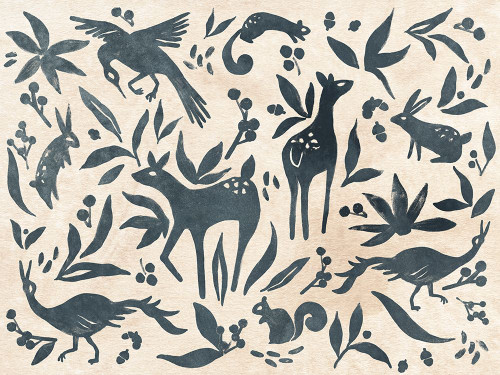 Woodland Woodblock I Poster Print - June Erica Vess