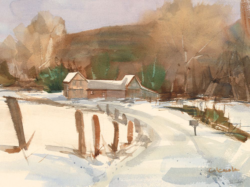 Connecticut Barns in Winter Poster Print - Stephen Calcasola