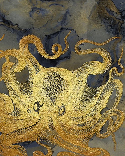 Octopus Ink Gold And Blue II Poster Print - Christine Zalewski