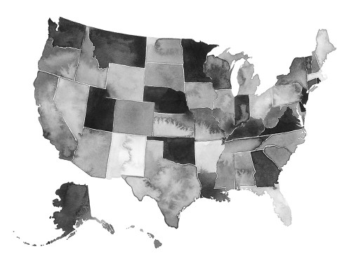 USA in Watercolor II Poster Print - Grace Popp