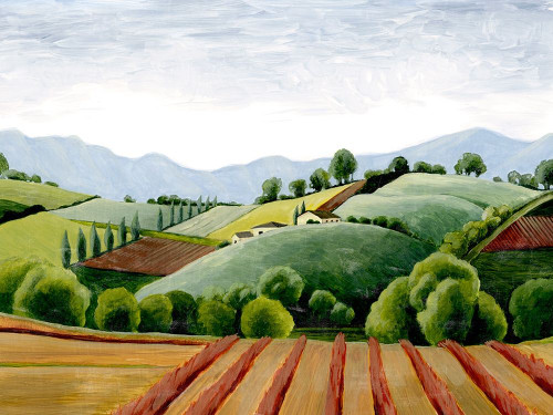 Tuscan Valley Sketch III Poster Print - Grace Popp