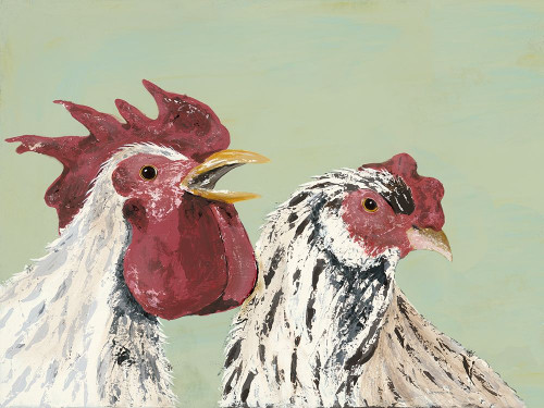 Four Roosters White Chickens Poster Print - Jade Reynolds