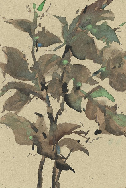Leaves on Taupe I Poster Print - Samuel Dixon
