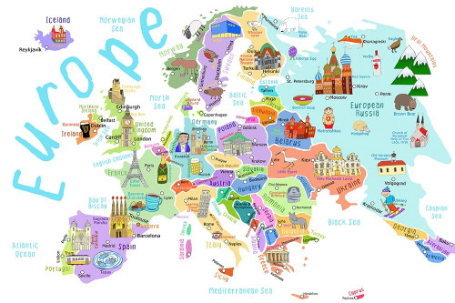 Illustrated Countries of Europe Poster Print - Carla Daly