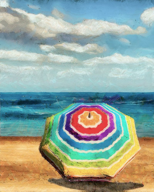 Beach Umbrella I Poster Print - Alonzo Saunders