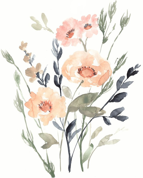Peach and Paynes Bouquet I Poster Print - Jennifer Goldberger