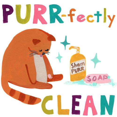 Cute Cat Bath III Poster Print - June Erica Vess