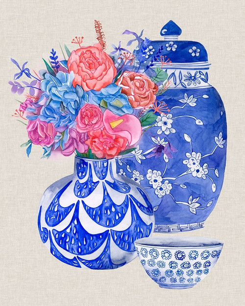 Delft Blue Vases I Poster Print - Melissa Wang