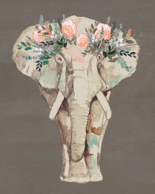 Flower Crown Elephant II Poster Print - Jennifer Goldberger