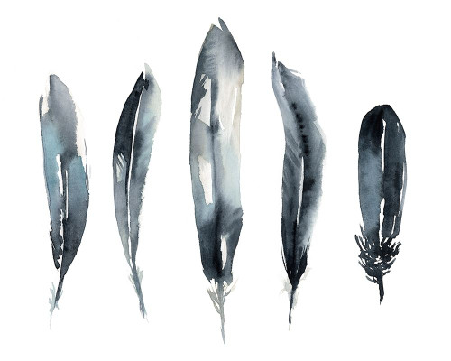 Indigo Feathers II Poster Print - Jennifer Goldberger