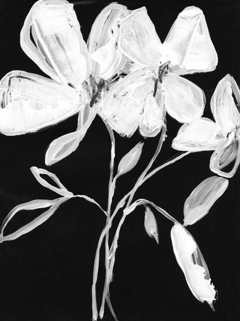 White Whimsical Flowers I Poster Print - Jennifer Goldberger