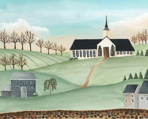 Folk Church Scene II Poster Print - Regina Moore