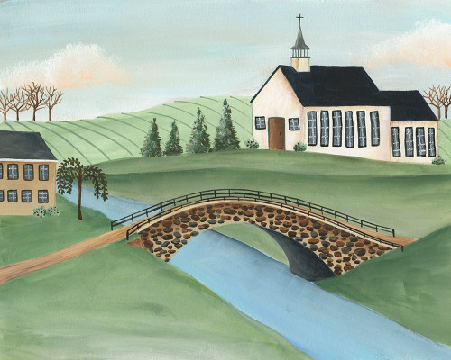 Folk Church Scene I Poster Print - Regina Moore