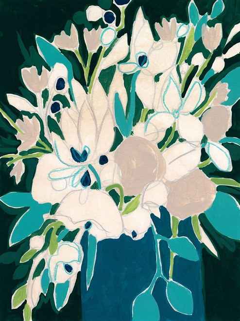 Blue Bloom Sketch II Poster Print - June Erica Vess