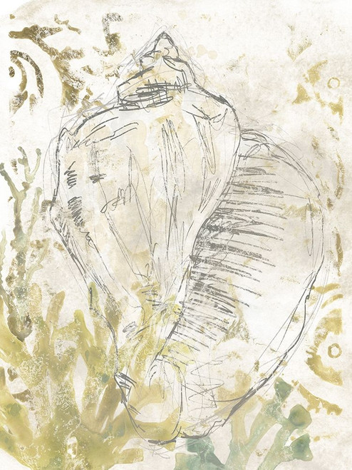 Verdant Shell Fresco I Poster Print - June Erica Vess