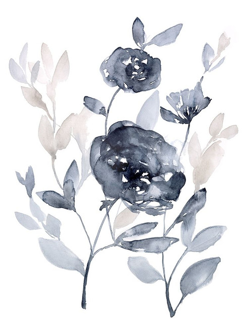 Peonies in Grey II Poster Print - Jennifer Goldberger