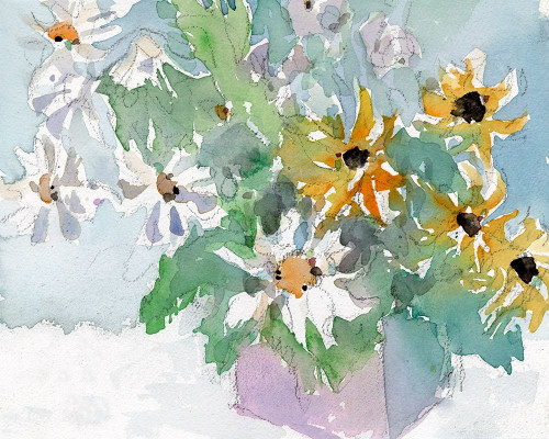 Daisies and Black Eyed Susans I Poster Print - Samuel Dixon