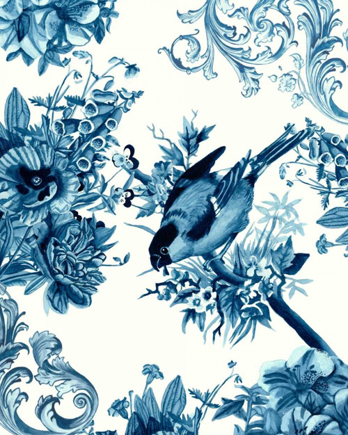 Bird and Branch in Indigo I Poster Print - Naomi McCavitt