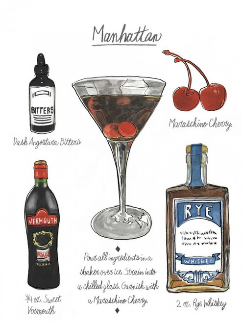 Classic Cocktail - Manhattan Poster Print - Naomi McCavitt