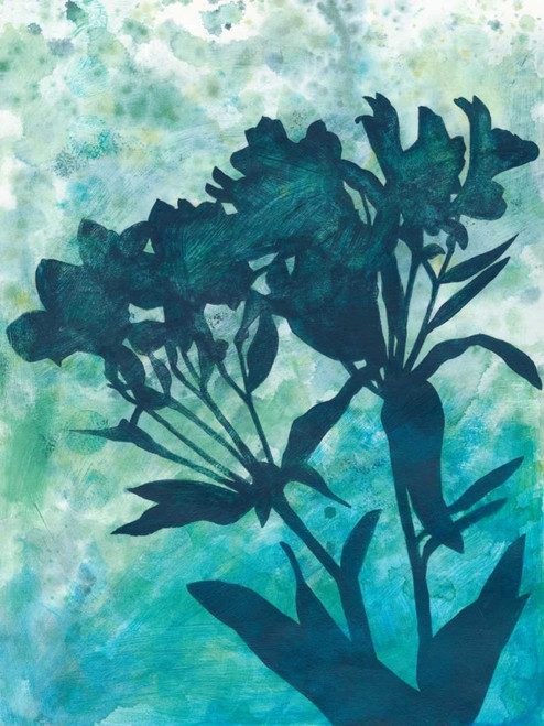 Indigo Floral Silhouette II Poster Print - Megan Meagher