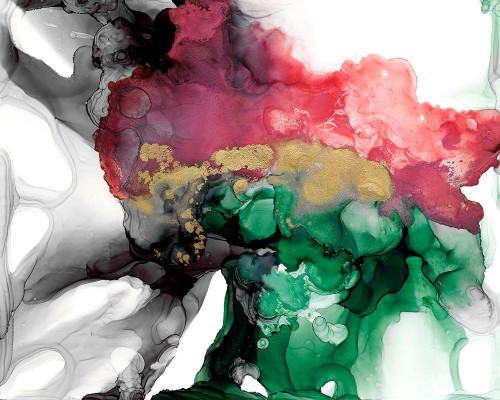 Emerald and Coral Expression I Poster Print - Jennifer Goldberger