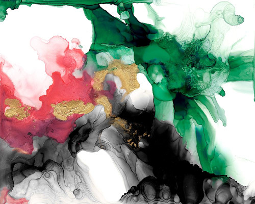 Emerald and Coral Expression II Poster Print - Jennifer Goldberger