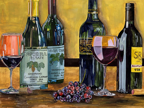 Still Life with Wine I Poster Print - Melissa Wang