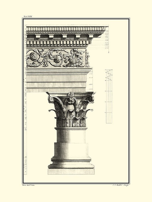 B and W Column and Cornice IV Poster Print - Giovanni Borra