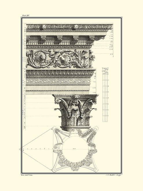 B and W Column and Cornice II Poster Print - Giovanni Borra