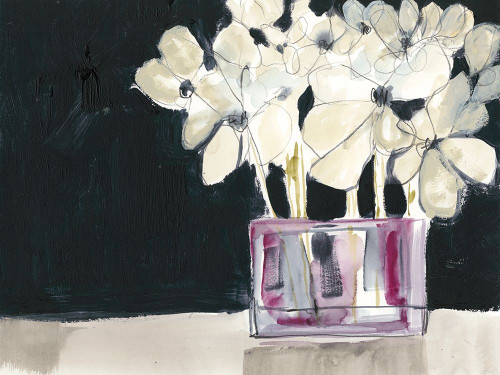 White Flowers in Fuchsia I Poster Print - Jennifer Goldberger