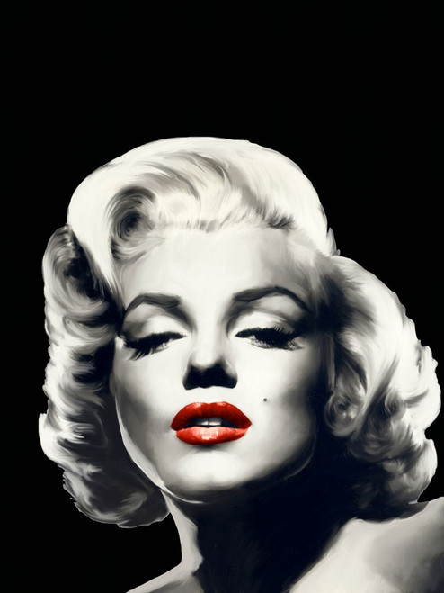 Red Lips Marilyn In Black Poster Print - Chris Consani