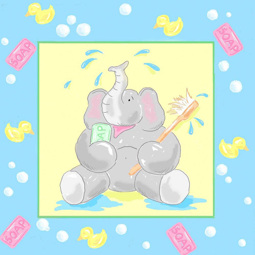 Baby Elephant Bath II Poster Print - Jade Reynolds