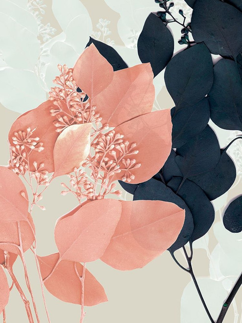 Indigo and Blush Leaves I Poster Print - Jennifer Goldberger