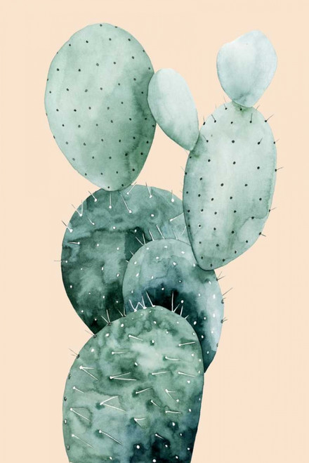 Cactus on Coral I Poster Print - Grace Popp