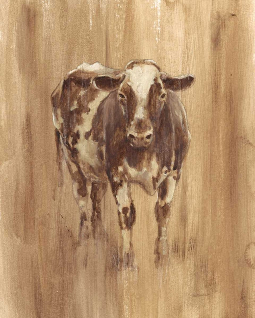 Wood Panel Cow Poster Print - Ethan Harper