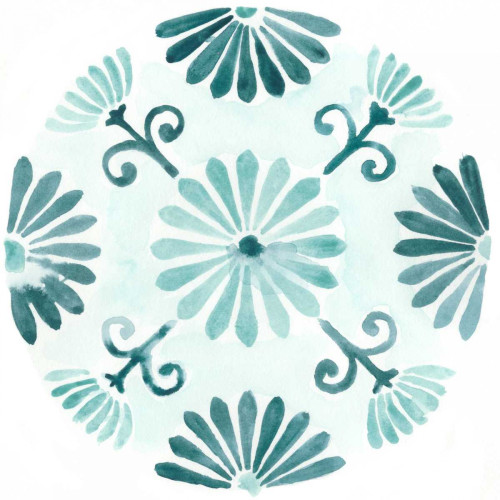 Aqua Medallions I Poster Print - June Erica Vess