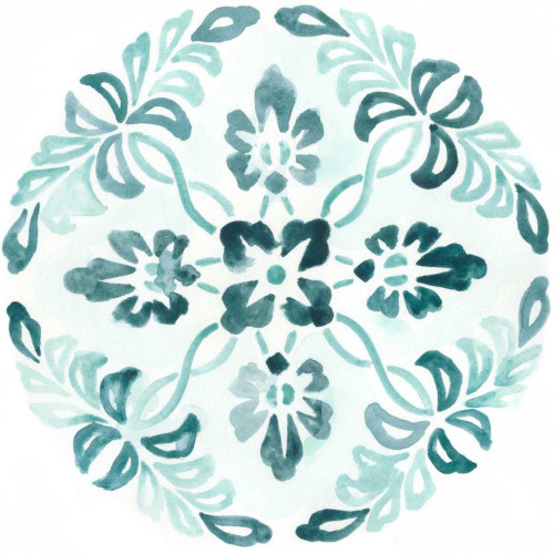 Aqua Medallions II Poster Print - June Erica Vess