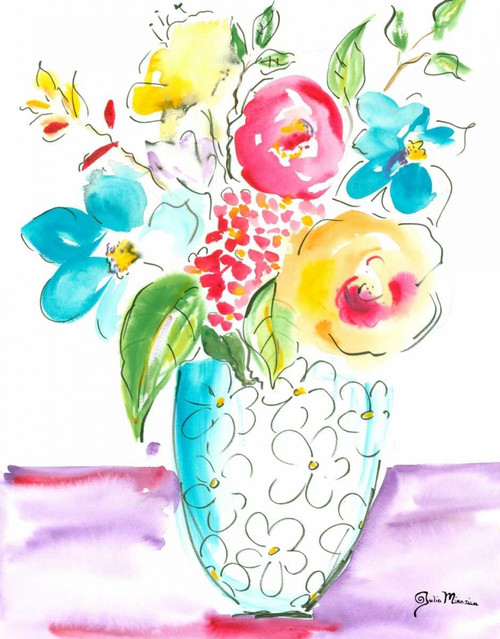 Flower Burst Vase I Poster Print - Julia Minasian