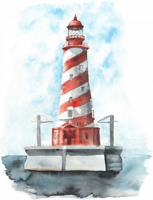 Watercolor Lighthouse IV Poster Print - Naomi McCavitt