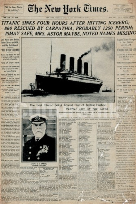 Titanic Newspaper Poster Poster Print - Item # VARIMPST5503R
