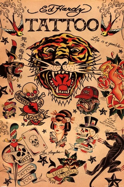 Ed Hardy Tattoo Collage Poster Poster Print - Item # VARPYRPP31247