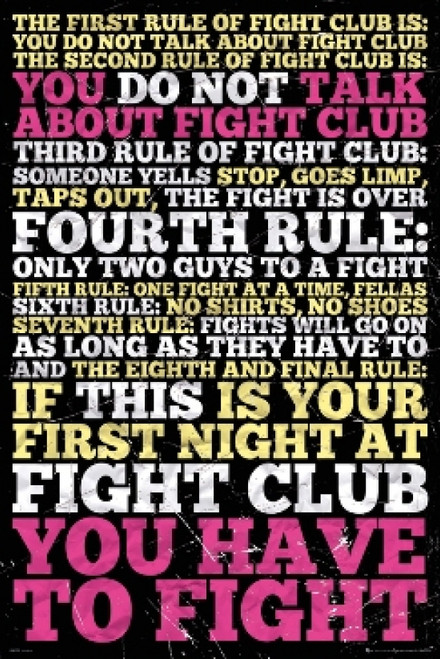 Fight Club - 8 Rules Poster Poster Print - Item # VARSCO30755