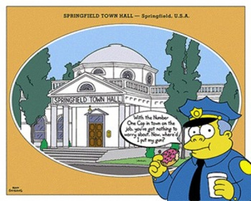 Simpsons - Springfield Town Hall Poster Print