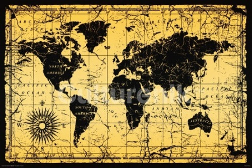 額装品/Old World Map Blue/ポスター 額装品/Old World Map Blue/ポスター