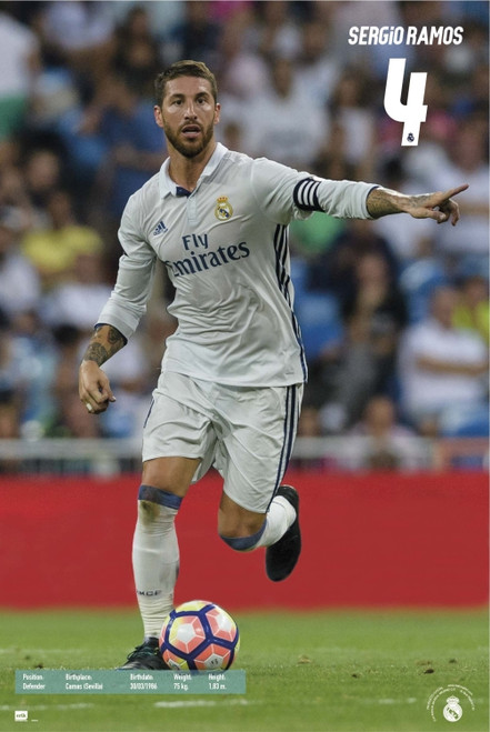 Real Madrid 2016-2017 Sergio Ramos Action Poster Poster Print - Item # VARGPE5082